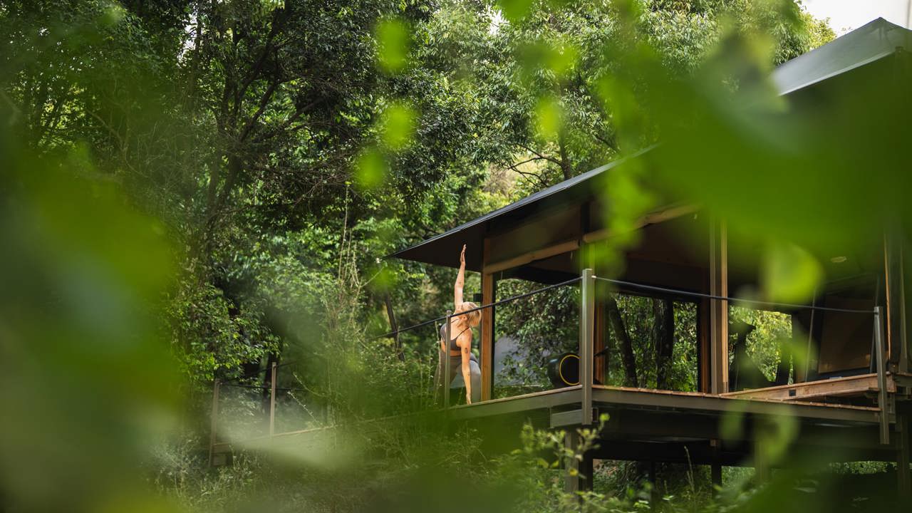 Full private yoga and gym facilities are available at Wilderness Mara Kenya