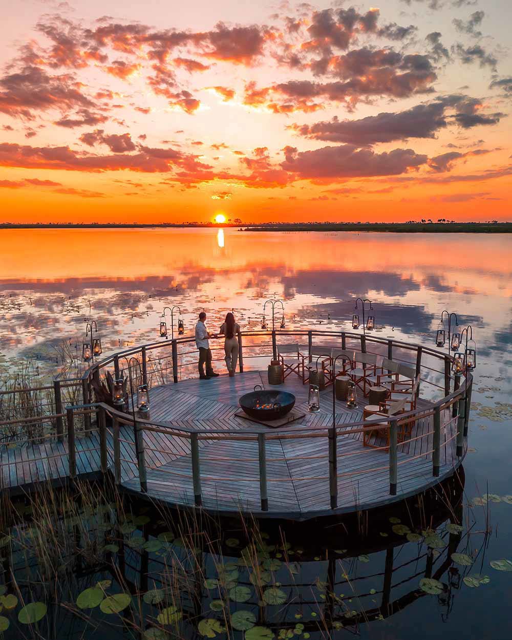 floating jetty with fire pit at Wilderness DumaTau