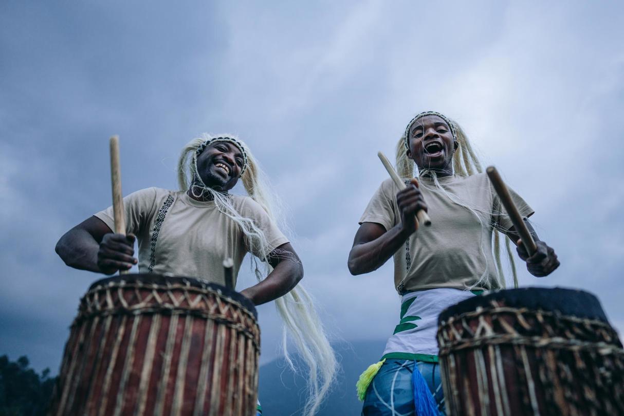 Drummers playing drums Local Culture at Bisate Loadge