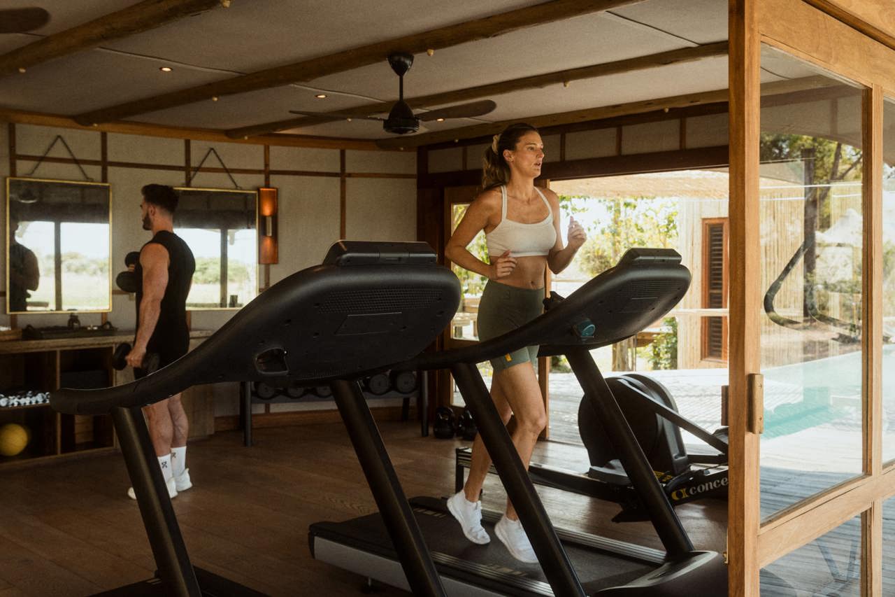 Woman exercising at Mombo sanctuary gym