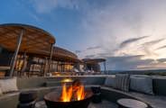 A roaring camp fire on the private deck of the Villa at Magashi Peninsula