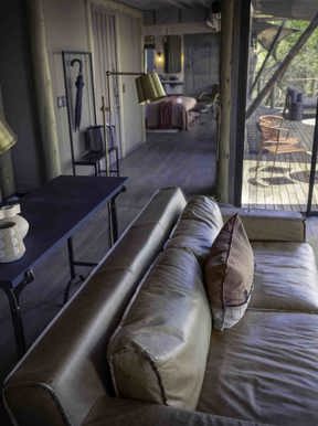 Lounge area in guest suite at Wilderness DumaTau