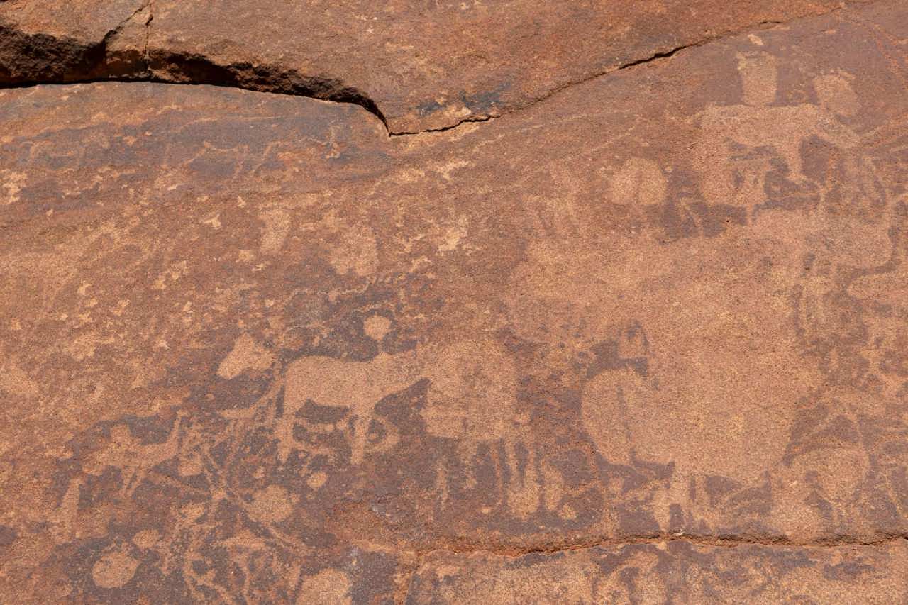 Rock art by San bushman many years ago as seen at Twyfelfontein with Wilderness Namibia