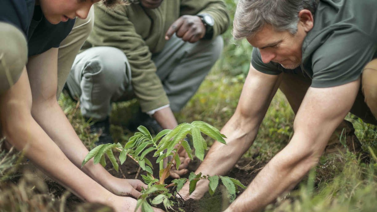 Tree planting conservation initiative in African wilderness