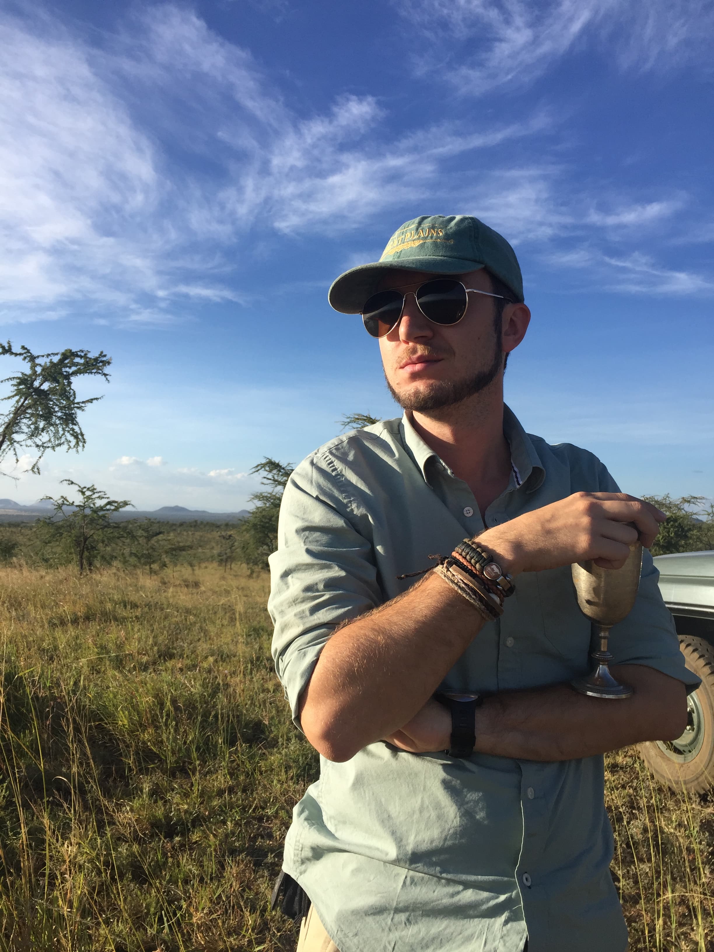 Edward enjoying a sundowner in Kenya
