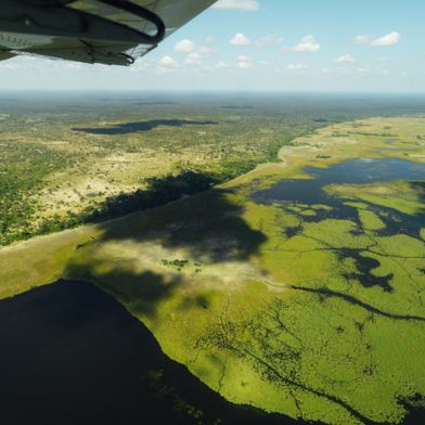 The Delta waters continue to rise during the winter months in Botswana, making aerial flights enchanting over the Delta