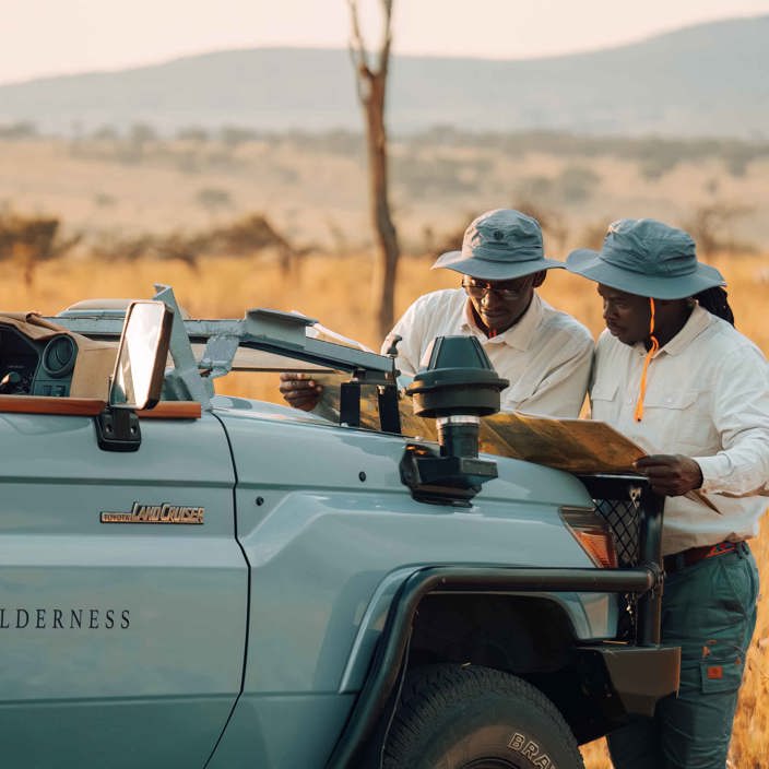 Wilderness Guides planning game drive in Tanzania