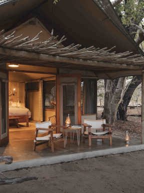 Exterior of guest tent at Wilderness Little Makalolo