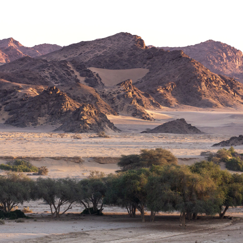 High angle wide shot of desert landscape