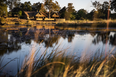 Wilderness Kings Pool Botswana Camp Aerial View with water in the channel