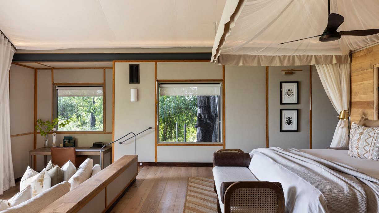 Suites at Wilderness Chitabe are set in the treeline for the bush feeling in luxury
