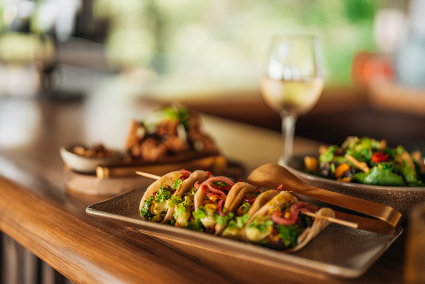 A plate of taco-like food served at Wilderness Chitabe in the Okavango Delta in Botswana