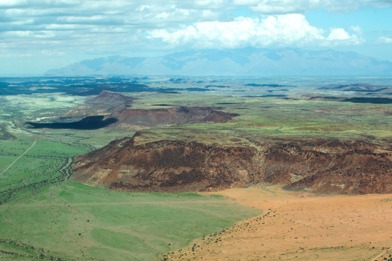 The Namibian desert transformed to green hues after rains in May 2026