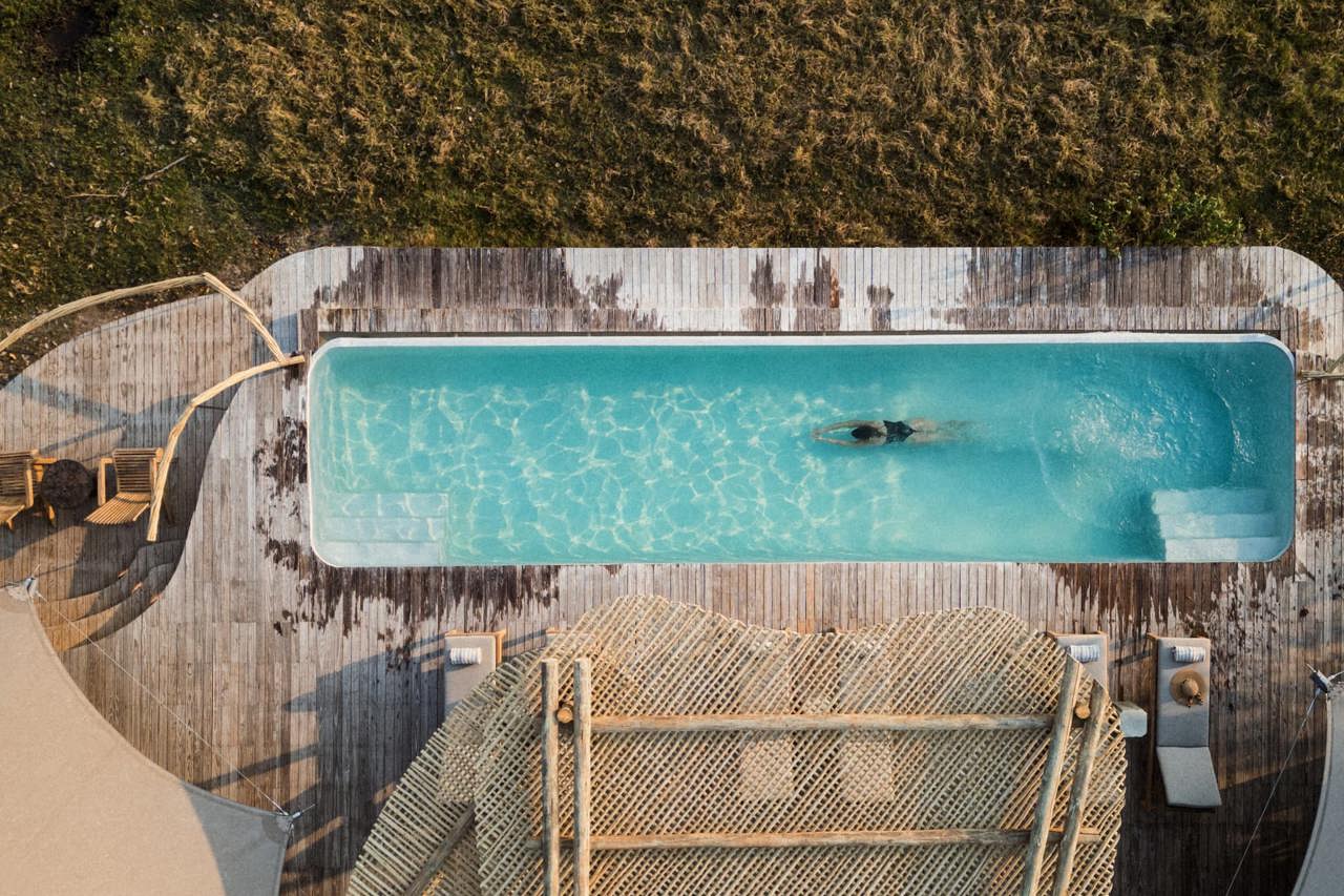 Aerial view of Mombo sanctuary lap pool