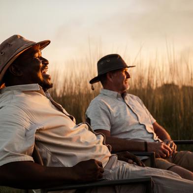 Two guests at Wilderness Little Mombo, Botswana.