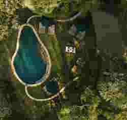 Aerial view of the pool and main guest area at Wilderness Mara, Kenya