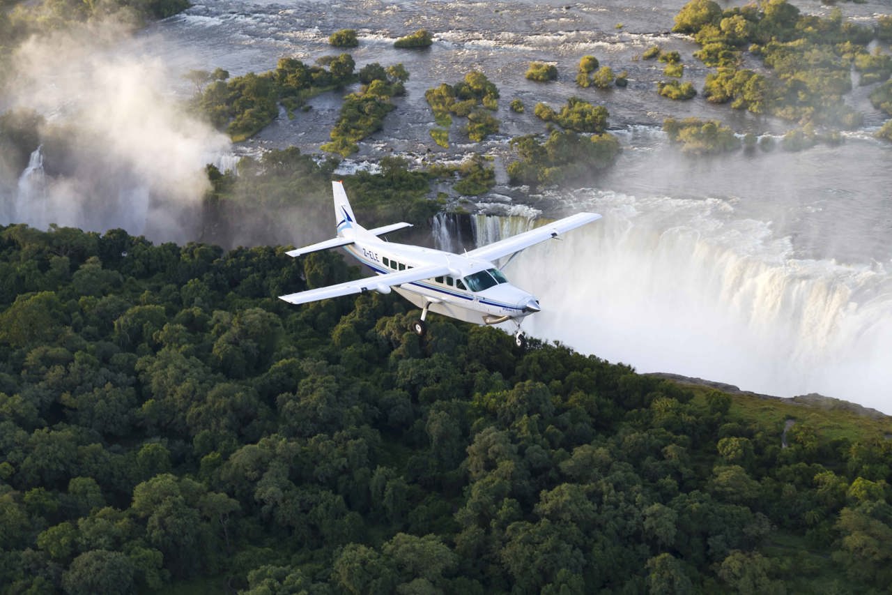 Wilderness Family Wilderness Air Zimbabwe Plane over Vic Falls