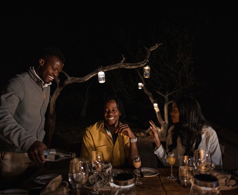 Traditional dining at the Boma at Wilderness Desert Rhino Camp