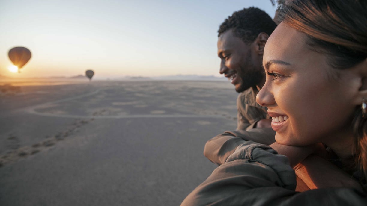 Explore the desert from the skies in a hot air balloon
