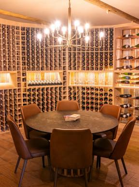 Wine cellar at Wilderness Mombo stocked with only the best local wines